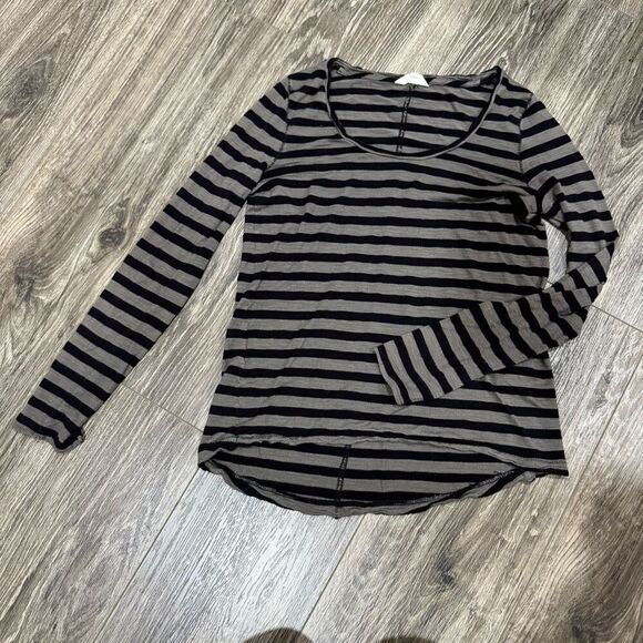 Madewell Small Grey Striped Long Sleeve Tee - Picture 1 of 5